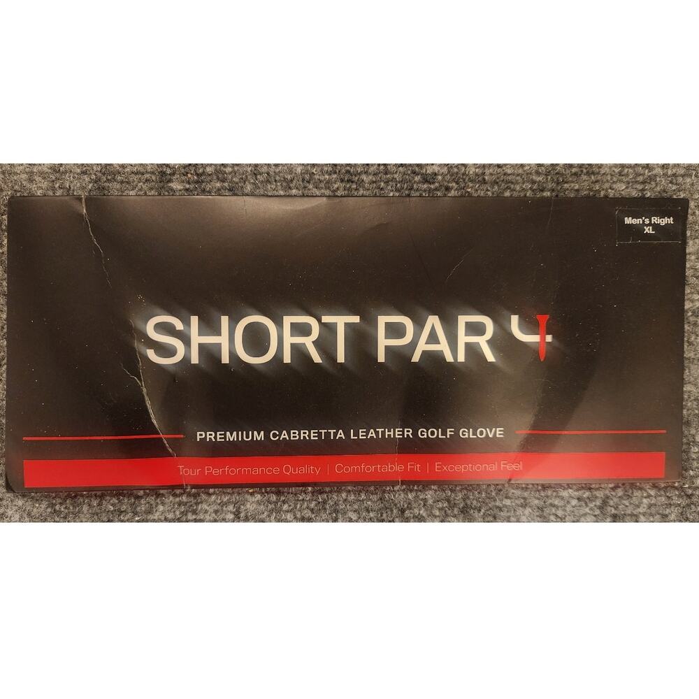 Short Par 4 Mens Golf Glove Right Hand Mens XL White Open Box Unworn